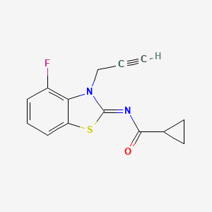 molecular formula C14H11FN2OS B2427276 N-[(2Z)-4-fluoro-3-(prop-2-yn-1-yl)-2,3-dihydro-1,3-benzothiazol-2-ylidene]cyclopropanecarboxamide CAS No. 865248-94-8