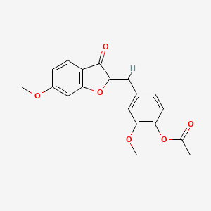 B2427285 (Z)-2-methoxy-4-((6-methoxy-3-oxobenzofuran-2(3H)-ylidene)methyl)phenyl acetate CAS No. 869078-78-4