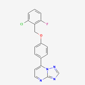 molecular formula C18H12ClFN4O B2427296 7-{4-[(2-Chloro-6-fluorobenzyl)oxy]phenyl}[1,2,4]triazolo[1,5-a]pyrimidine CAS No. 477888-44-1