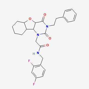 molecular formula C27H21F2N3O4 B2427307 N-[(2,4-difluorophenyl)methyl]-2-[4,6-dioxo-5-(2-phenylethyl)-8-oxa-3,5-diazatricyclo[7.4.0.0^{2,7}]trideca-1(9),2(7),10,12-tetraen-3-yl]acetamide CAS No. 1351845-71-0