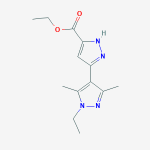 molecular formula C13H18N4O2 B2427330 ethyl 1'-ethyl-3',5'-dimethyl-1'H,2H-[3,4'-bipyrazole]-5-carboxylate CAS No. 1046800-92-3