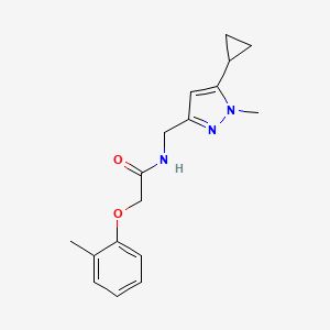 molecular formula C17H21N3O2 B2427339 N-((5-cyclopropyl-1-methyl-1H-pyrazol-3-yl)methyl)-2-(o-tolyloxy)acetamide CAS No. 1448046-13-6