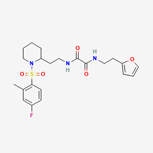 N1-(2-(1-((4-fluoro-2-methylphenyl)sulfonyl)piperidin-2-yl)ethyl)-N2-(2-(furan-2-yl)ethyl)oxalamide
