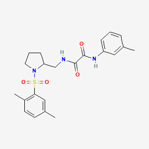molecular formula C22H27N3O4S B2427356 N1-((1-((2,5-dimethylphenyl)sulfonyl)pyrrolidin-2-yl)methyl)-N2-(m-tolyl)oxalamide CAS No. 896285-05-5