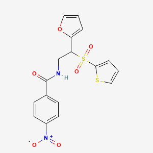 molecular formula C17H14N2O6S2 B2427358 N-[2-(furan-2-yl)-2-(thiophene-2-sulfonyl)ethyl]-4-nitrobenzamide CAS No. 896372-90-0