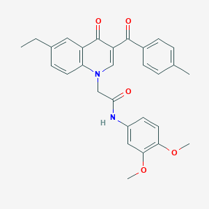 molecular formula C29H28N2O5 B2427404 N-(3,4-dimethoxyphenyl)-2-[6-ethyl-3-(4-methylbenzoyl)-4-oxo-1,4-dihydroquinolin-1-yl]acetamide CAS No. 898343-96-9