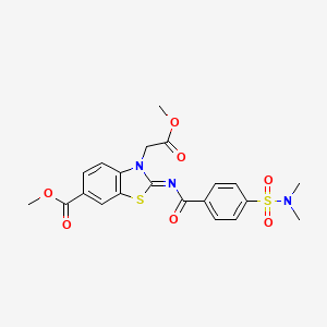 molecular formula C21H21N3O7S2 B2427446 methyl (2Z)-2-{[4-(dimethylsulfamoyl)benzoyl]imino}-3-(2-methoxy-2-oxoethyl)-2,3-dihydro-1,3-benzothiazole-6-carboxylate CAS No. 865197-50-8