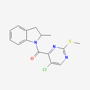 (5-Chloro-2-(methylthio)pyrimidin-4-yl)(2-methylindolin-1-yl)methanone