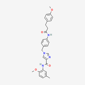 molecular formula C29H30N4O4 B2427466 N-(2-methoxy-5-methylphenyl)-1-({4-[3-(4-methoxyphenyl)propanamido]phenyl}methyl)-1H-imidazole-4-carboxamide CAS No. 1251699-54-3