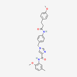 N-(2-methoxy-5-methylphenyl)-1-(4-(3-(4-methoxyphenyl)propanamido)benzyl)-1H-imidazole-4-carboxamide