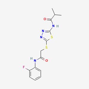 N-(5-((2-((2-fluorophenyl)amino)-2-oxoethyl)thio)-1,3,4-thiadiazol-2-yl)isobutyramide