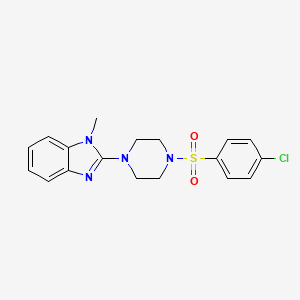 molecular formula C18H19ClN4O2S B2427484 Piperazine, 1-[(4-chlorophenyl)sulfonyl]-4-(1-methyl-1H-benzimidazol-2-yl)- (9CI) CAS No. 604741-59-5