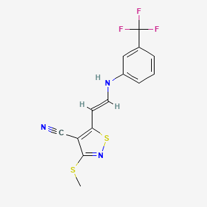 3-(methylsulfanyl)-5-[(E)-2-{[3-(trifluoromethyl)phenyl]amino}ethenyl]-1,2-thiazole-4-carbonitrile