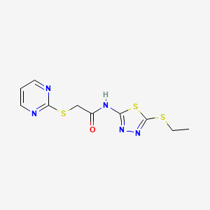 molecular formula C10H11N5OS3 B2427513 N-(5-(ethylthio)-1,3,4-thiadiazol-2-yl)-2-(pyrimidin-2-ylthio)acetamide CAS No. 403836-32-8