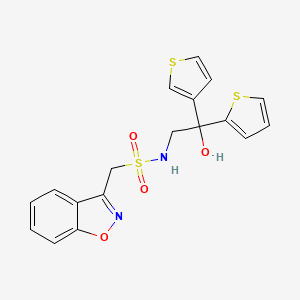 1-(1,2-benzoxazol-3-yl)-N-[2-hydroxy-2-(thiophen-2-yl)-2-(thiophen-3-yl)ethyl]methanesulfonamide