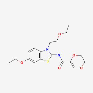 (Z)-N-(6-ethoxy-3-(2-ethoxyethyl)benzo[d]thiazol-2(3H)-ylidene)-5,6-dihydro-1,4-dioxine-2-carboxamide