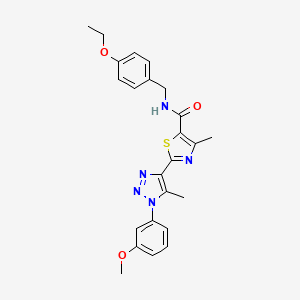 molecular formula C24H25N5O3S B2427522 N-[(4-ethoxyphenyl)methyl]-2-[1-(3-methoxyphenyl)-5-methyl-1H-1,2,3-triazol-4-yl]-4-methyl-1,3-thiazole-5-carboxamide CAS No. 1251544-69-0