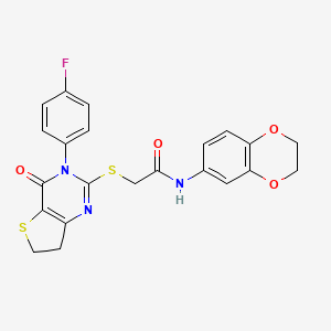 N-(2,3-dihydrobenzo[b][1,4]dioxin-6-yl)-2-((3-(4-fluorophenyl)-4-oxo-3,4,6,7-tetrahydrothieno[3,2-d]pyrimidin-2-yl)thio)acetamide