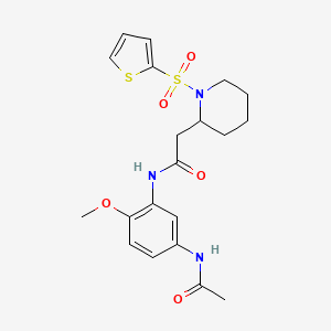 N-(5-acetamido-2-methoxyphenyl)-2-(1-(thiophen-2-ylsulfonyl)piperidin-2-yl)acetamide