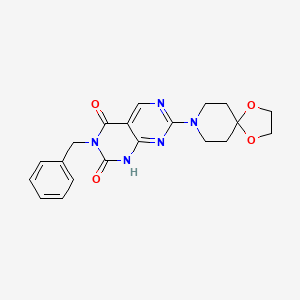 molecular formula C20H21N5O4 B2427542 3-benzyl-7-(1,4-dioxa-8-azaspiro[4.5]dec-8-yl)pyrimido[4,5-d]pyrimidine-2,4(1H,3H)-dione CAS No. 1396686-73-9