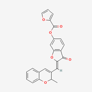 molecular formula C24H16O6 B2427543 (Z)-2-((2-methyl-2H-chromen-3-yl)methylene)-3-oxo-2,3-dihydrobenzofuran-6-yl furan-2-carboxylate CAS No. 859666-82-3