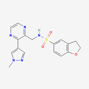 molecular formula C17H17N5O3S B2427566 N-((3-(1-methyl-1H-pyrazol-4-yl)pyrazin-2-yl)methyl)-2,3-dihydrobenzofuran-5-sulfonamide CAS No. 2034614-64-5