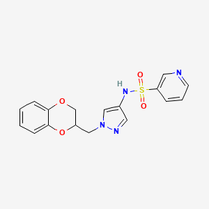 N-(1-((2,3-dihydrobenzo[b][1,4]dioxin-2-yl)methyl)-1H-pyrazol-4-yl)pyridine-3-sulfonamide