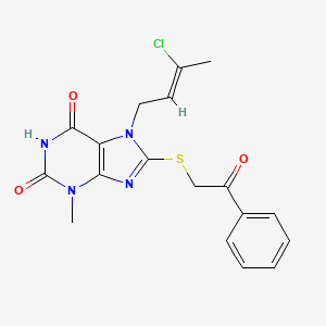 (Z)-7-(3-chlorobut-2-en-1-yl)-3-methyl-8-((2-oxo-2-phenylethyl)thio)-1H-purine-2,6(3H,7H)-dione