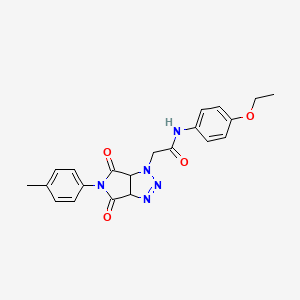 molecular formula C21H21N5O4 B2427587 N-(4-ethoxyphenyl)-2-[5-(4-methylphenyl)-4,6-dioxo-1H,3aH,4H,5H,6H,6aH-pyrrolo[3,4-d][1,2,3]triazol-1-yl]acetamide CAS No. 1052605-42-1
