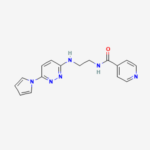 molecular formula C16H16N6O B2427592 N-(2-((6-(1H-pyrrol-1-yl)pyridazin-3-yl)amino)ethyl)isonicotinamide CAS No. 1396715-14-2