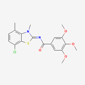 molecular formula C19H19ClN2O4S B2427598 N-[(2Z)-7-chloro-3,4-dimethyl-2,3-dihydro-1,3-benzothiazol-2-ylidene]-3,4,5-trimethoxybenzamide CAS No. 868369-31-7