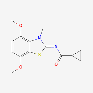 molecular formula C14H16N2O3S B2427606 N-[(2Z)-4,7-dimethoxy-3-methyl-2,3-dihydro-1,3-benzothiazol-2-ylidene]cyclopropanecarboxamide CAS No. 868370-09-6
