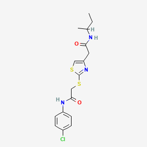 molecular formula C17H20ClN3O2S2 B2427610 N-(sec-butyl)-2-(2-((2-((4-chlorophenyl)amino)-2-oxoethyl)thio)thiazol-4-yl)acetamide CAS No. 954074-77-2