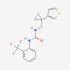 molecular formula C16H15F3N2OS B2427615 1-[(1-Thiophen-3-ylcyclopropyl)methyl]-3-[2-(trifluoromethyl)phenyl]urea CAS No. 2415456-09-4