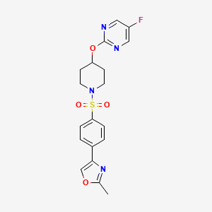 molecular formula C19H19FN4O4S B2427622 4-[4-[4-(5-Fluoropyrimidin-2-yl)oxypiperidin-1-yl]sulfonylphenyl]-2-methyl-1,3-oxazole CAS No. 2380188-85-0