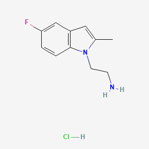 molecular formula C11H14ClFN2 B2427626 2-(5-氟-2-甲基吲哚-1-基)乙胺;盐酸盐 CAS No. 2470437-10-4