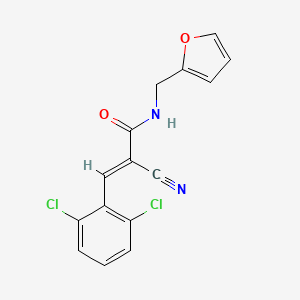 molecular formula C15H10Cl2N2O2 B2427633 (E)-2-cyano-3-(2,6-dichlorophenyl)-N-(furan-2-ylmethyl)prop-2-enamide CAS No. 406711-69-1