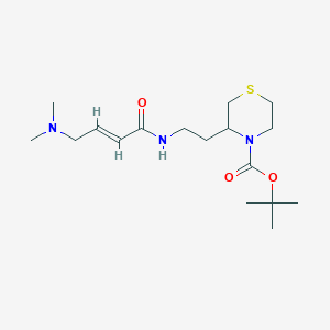 molecular formula C17H31N3O3S B2427636 Tert-butyl 3-[2-[[(E)-4-(dimethylamino)but-2-enoyl]amino]ethyl]thiomorpholine-4-carboxylate CAS No. 2411325-06-7