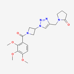 molecular formula C20H25N5O5 B2427637 1-((1-(1-(2,3,4-trimethoxybenzoyl)azetidin-3-yl)-1H-1,2,3-triazol-4-yl)methyl)pyrrolidin-2-one CAS No. 2034269-41-3