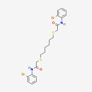molecular formula C22H26Br2N2O2S2 B2427638 2-((6-((2-(2-Bromoanilino)-2-oxoethyl)sulfanyl)hexyl)sulfanyl)-N-(2-bromophenyl)acetamide CAS No. 329778-03-2