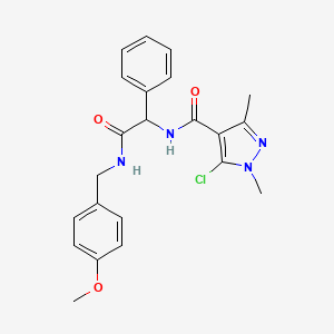 molecular formula C22H23ClN4O3 B2427645 5-chloro-N-{2-[(4-methoxybenzyl)amino]-2-oxo-1-phenylethyl}-1,3-dimethyl-1H-pyrazole-4-carboxamide CAS No. 1022903-79-2