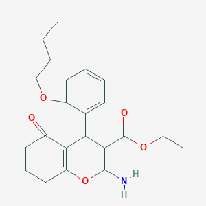 molecular formula C22H27NO5 B2427660 ethyl 2-amino-4-(2-butoxyphenyl)-5-oxo-5,6,7,8-tetrahydro-4H-chromene-3-carboxylate CAS No. 625367-01-3