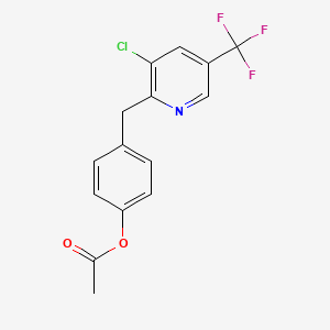 molecular formula C15H11ClF3NO2 B2427663 4-{[3-Chloro-5-(trifluoromethyl)-2-pyridinyl]methyl}phenyl acetate CAS No. 338410-48-3