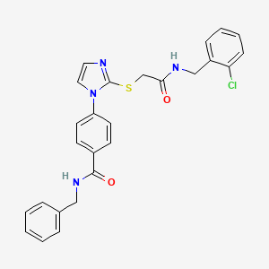 molecular formula C26H23ClN4O2S B2427664 N-benzyl-4-{2-[({[(2-chlorophenyl)methyl]carbamoyl}methyl)sulfanyl]-1H-imidazol-1-yl}benzamide CAS No. 1359006-51-1