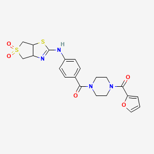 (4-(4-((5,5-Dioxido-3a,4,6,6a-tetrahydrothieno[3,4-d]thiazol-2-yl)amino)benzoyl)piperazin-1-yl)(furan-2-yl)methanone