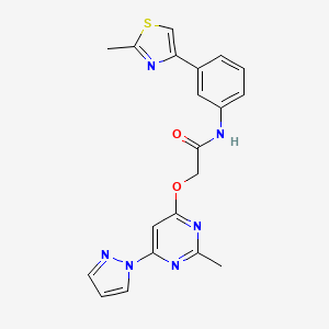 2-((2-methyl-6-(1H-pyrazol-1-yl)pyrimidin-4-yl)oxy)-N-(3-(2-methylthiazol-4-yl)phenyl)acetamide