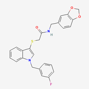 molecular formula C25H21FN2O3S B2427764 N-[(2H-1,3-benzodioxol-5-yl)methyl]-2-({1-[(3-fluorophenyl)methyl]-1H-indol-3-yl}sulfanyl)acetamide CAS No. 851412-40-3