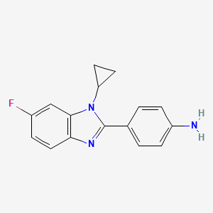 molecular formula C16H14FN3 B2427768 4-(1-cyclopropyl-6-fluoro-1H-1,3-benzodiazol-2-yl)aniline CAS No. 1354952-46-7