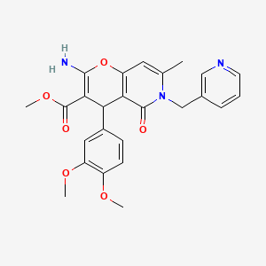 molecular formula C25H25N3O6 B2427782 methyl 2-amino-4-(3,4-dimethoxyphenyl)-7-methyl-5-oxo-6-(pyridin-3-ylmethyl)-5,6-dihydro-4H-pyrano[3,2-c]pyridine-3-carboxylate CAS No. 612049-24-8