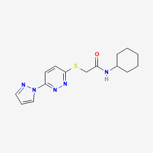 2-((6-(1H-pyrazol-1-yl)pyridazin-3-yl)thio)-N-cyclohexylacetamide